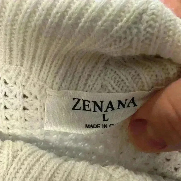 Zenana Outfitters Cream V-Neck Sweater - Picture 4 of 4